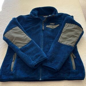 L.L. Bean High Pile Fleece Full Zip Jacket Performance Women's Medium Blue Warm